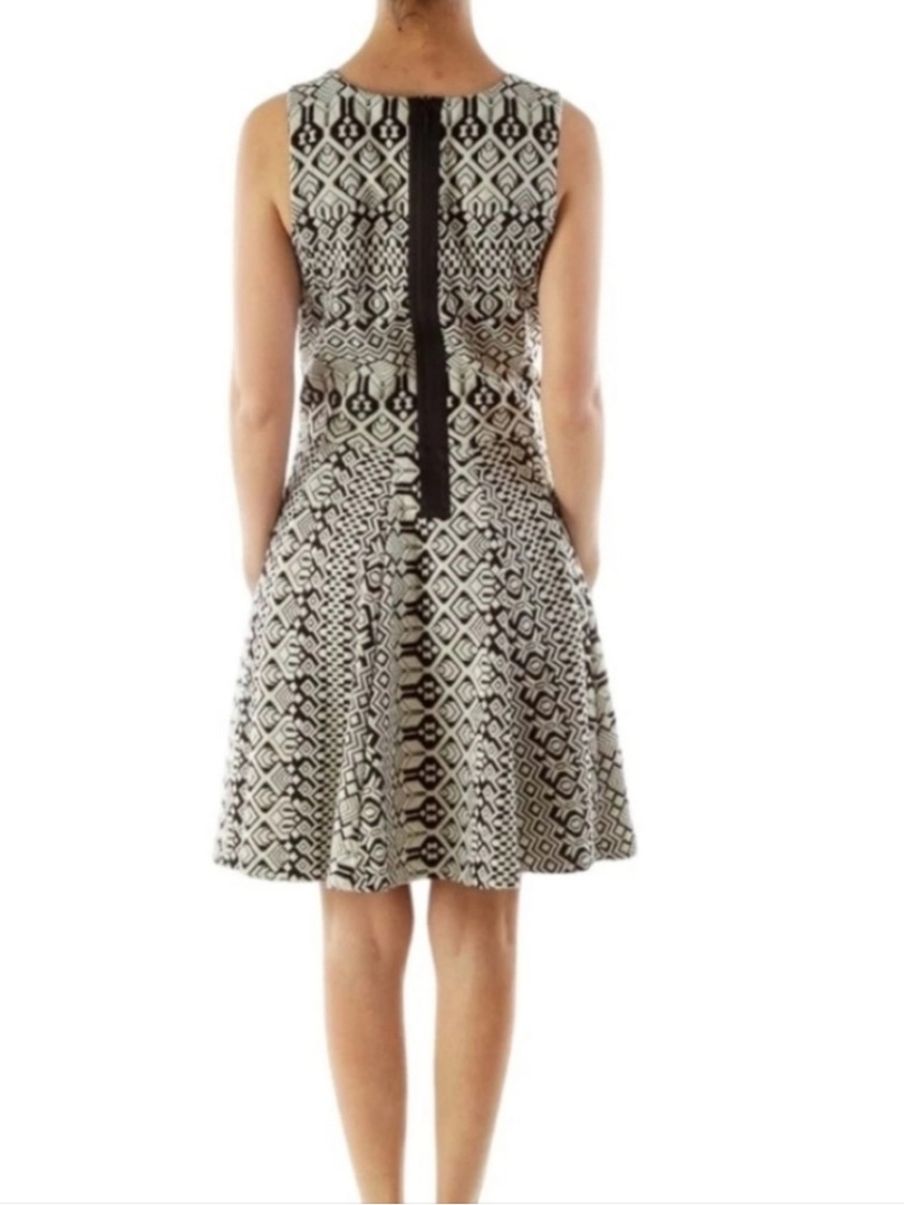 Cynthia Rowley Black & White Geometric Fit-and-Flare Dress. Size Large - Picture 2 of 11